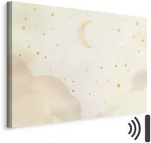 Artgeist Paveikslas - Bright Night - Moon Accompanied by Many Stars on a Light Background