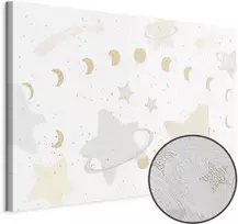 Artgeist Paveikslas - Fairy-Tale Galaxy - Phases of the Moon in Geltona Tones Among Stars in rusvai gelsvas and Ash Colors with Stardust