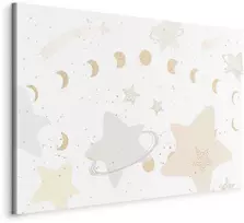 Artgeist Paveikslas - Fairy-Tale Galaxy - Phases of the Moon in Geltona Tones Among Stars in rusvai gelsvas and Ash Colors with Stardust