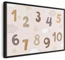 Artgeist Paveikslas - Jumping Numbers - Numbers in a Subdued rusvai gelsvas-Brown Hue Among Snowflakes Stars and Clouds