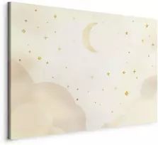 Artgeist Paveikslas - Bright Night - Moon Accompanied by Many Stars on a Light Background