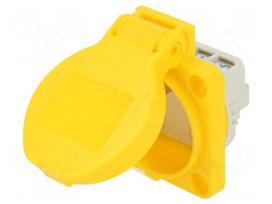 Connector: AC supply | socket | 2P+PE | 250VAC | 16A | yellow | PIN: 3