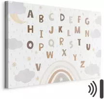 Artgeist Paveikslas - Letters Above the Rainbow - Letters Among Streams of Rain and Clouds with a Rainbow Moon and Stars on a Light Background