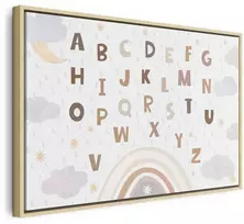 Artgeist Paveikslas - Letters Above the Rainbow - Letters Among Streams of Rain and Clouds with a Rainbow Moon and Stars on a Light Background