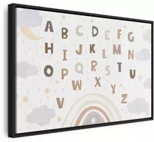 Artgeist Paveikslas - Letters Above the Rainbow - Letters Among Streams of Rain and Clouds with a Rainbow Moon and Stars on a Light Background