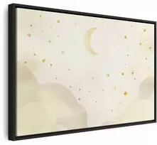 Artgeist Paveikslas - Bright Night - Moon Accompanied by Many Stars on a Light Background