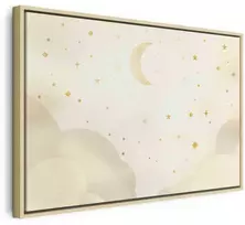 Artgeist Paveikslas - Bright Night - Moon Accompanied by Many Stars on a Light Background