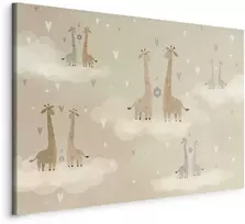 Artgeist Paveikslas - Love - Colorful Giraffes Floating on Clouds Among Hearts and Stars
