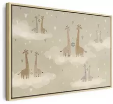 Artgeist Paveikslas - Love - Colorful Giraffes Floating on Clouds Among Hearts and Stars