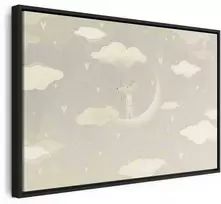 Artgeist Paveikslas - Little Conqueror - A Mouse in Heart Pajamas on the Moon Among Clouds