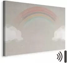 Artgeist Paveikslas - Rainy June - Colorful Rainbow Emerging from Clouds on a Bright Background