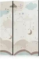 Artgeist Pertvara - Cloudy Night Sky - Moons in Browns and Beiges Amid Numerous Clouds and Stars on a Light Background