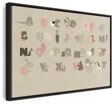 Artgeist Paveikslas - Alphabet at the Zoo - Joyful Animals and Their Names on a rusvai gelsvas Background