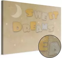 Artgeist Paveikslas - Sweet Dreams - Pastel Inscription Surrounded by the Moon and Stars