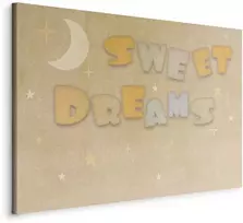 Artgeist Paveikslas - Sweet Dreams - Pastel Inscription Surrounded by the Moon and Stars