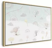 Artgeist Paveikslas - Sky with Balloons - Balloons in Subdued Colors Flying in the Sky Among Clouds Rainbows and Stars