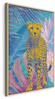 Artgeist Paveikslas - Exotic Leopard - Colorful Portrait of a Cheetah Against Tropical Leaves