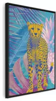 Artgeist Paveikslas - Exotic Leopard - Colorful Portrait of a Cheetah Against Tropical Leaves