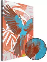 Artgeist Paveikslas - Exotic Wings - Parrot Among Abstract Leaf Patterns