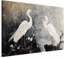 Artgeist XXL paveikslas - Herons and cherry blossoms - oriental-style illustration depicting birds