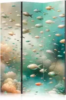 Artgeist Pertvara - Spectacular Underwater Landscape - Fish in an Underwater World in Turquoise Mėlyna rusvai gelsvas and Delicate Oranžinis Colors