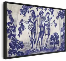 Artgeist Paveikslas - Ancient vineyard - three women in a portal painted with mėlynas ink