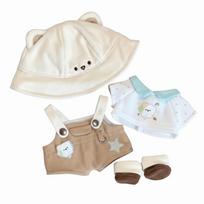 1 set Cartoon Overalls 20cm Cotton Doll Clothes Bear Hat Cat Cotton Doll's Clothes Outfit Mini Plush Doll Clothes