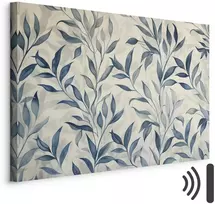 Artgeist Paveikslas - Leaves in Mėlyna Color Delicate Botanical Motif