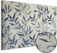 Artgeist Paveikslas - Leaves in Mėlyna Color Delicate Botanical Motif