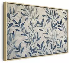 Artgeist Paveikslas - Leaves in Mėlyna Color Delicate Botanical Motif
