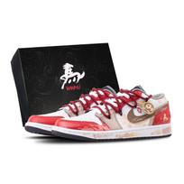 Jordan Air Jordan 1 Pavasario šventė Atvyksta amortizacija Žemi aulinukai Vintažiniai krepšinio batai Unisex Balti Raudoni 553558-040(Komanda144-) 40 black