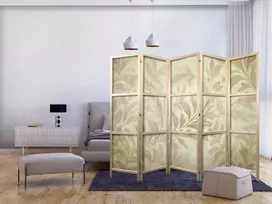 Artgeist Japoniška kambario pertvara - Botanical Motif with Leaves and Vines in Sandy Colors