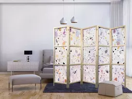 Artgeist Japoniška kambario pertvara - Confetti-Style Terrazzo - Violetinė-Rožinė - Colorful Pattern.