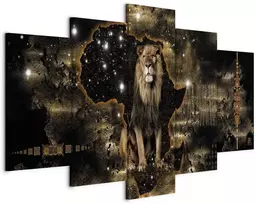 Artgeist Paveikslas - Golden Lion (5 Parts) Wide
