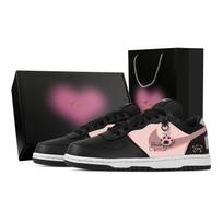Nike Big Sweetheart Cat Paw Abrasion Resistant Breathable Low top Skateboard Shoes Men's Pink Black 355152-016(Team529--) 42.5