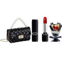 DIOR kvepalai #999 3,5g drėkinantys. Satininė oficiali suknelė + gvazdikėlių rožių puokštė + perliniu rankinuku mėlyna