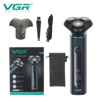 New VGR V-310 Three-blade Head IPX6 Waterproof Metal Body  Men's Floating Shaver with LCD Digital Display Long Battery Life Clean and Skin-friendly juoda
