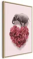 Artgeist Paveikslas - Elephant Lover (1-part) - Elephant Amid Rožinė Flowers