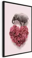 Artgeist Paveikslas - Elephant Lover (1-part) - Elephant Amid Rožinė Flowers