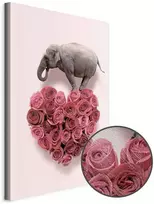 Artgeist Paveikslas - Elephant Lover (1-part) - Elephant Amid Rožinė Flowers