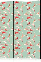 Artgeist Pertvara - Fish and Japanese Pattern - Koi Fish in Oranžinis-Kreminis Colors on a Žalias-Mint Background with an Oriental Pattern