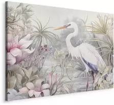 Artgeist Paveikslas - Heron wading in a pond - illustration in bright colours