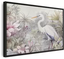 Artgeist Paveikslas - Heron wading in a pond - illustration in bright colours
