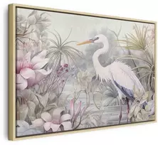 Artgeist Paveikslas - Heron wading in a pond - illustration in bright colours