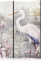 Artgeist Pertvara - Heron wading in a pond – illustration in bright colours
