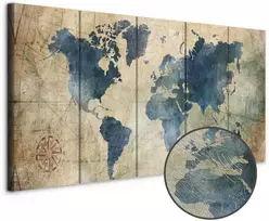 Artgeist Paveikslas - Retro Map (5 Parts) Narrow