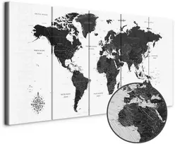 Artgeist Paveikslas - Juodas and Baltas Map (5 Parts) Narrow