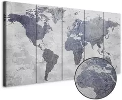 Artgeist Paveikslas - Concrete World Map (5 Parts) Narrow