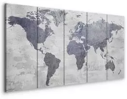 Artgeist Paveikslas - Concrete World Map (5 Parts) Narrow