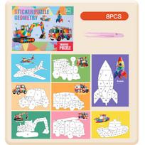 3D Geometric Puzzles for Kids DIY Creative Sticker Stick-On Art Early Education Toys Brain-Boosting Montessori Learning Tools